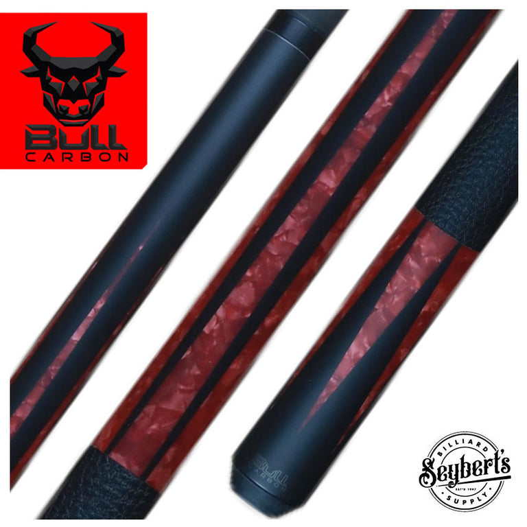 Bull Carbon BCL12 Black and Red Pearl Pool Cue with Bull Carbon Shaft