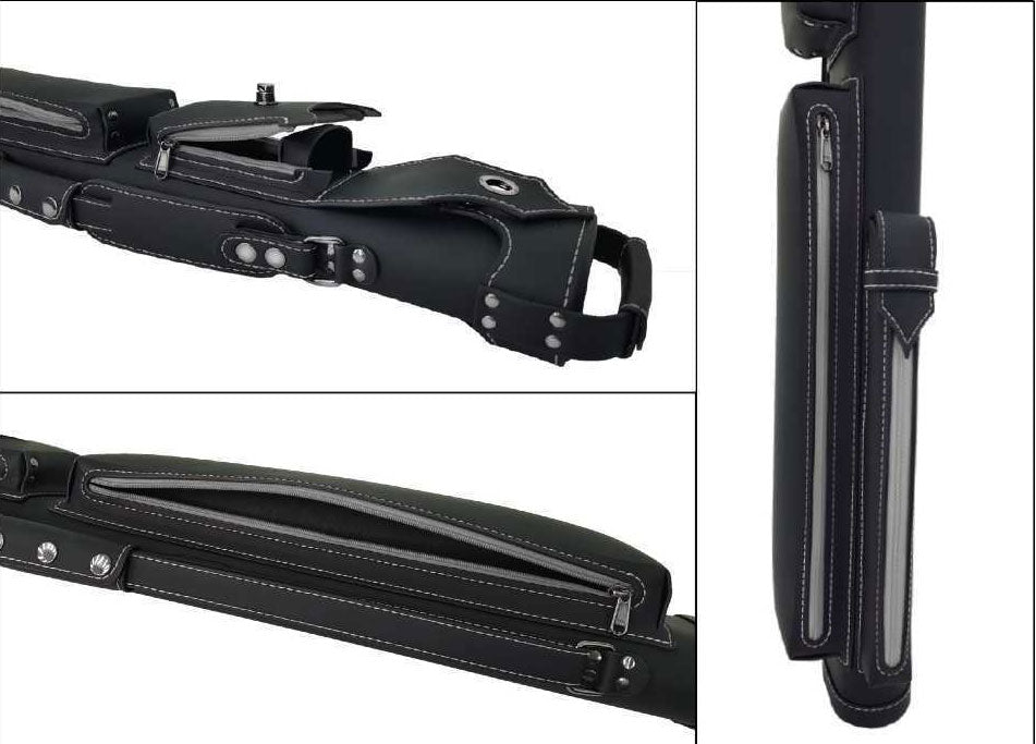 Holly Monochrome Stitched Grey Pool Cue Case - HSMGY - Seybert's