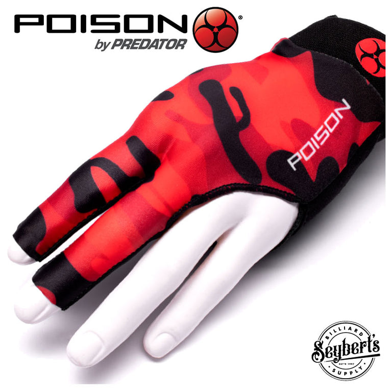 Poison Pool Cue Gloves - Camo Red - Left Hand