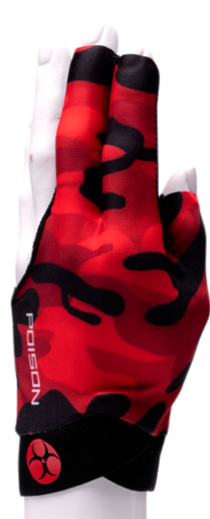 Poison Pool Cue Gloves - Camo Red - Left Hand