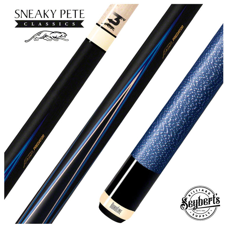 Predator 4 Point Sneaky Pete Black / Blue Points Linen Wrap Pool Cue - True Splice