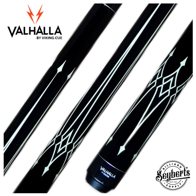Valhalla Series VA222 Black 12 Point Transfers High & Low Graphic Pool Cue